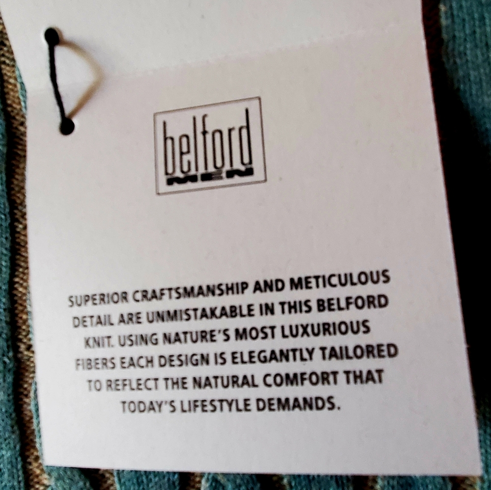 Belford Teal and Sandstone Cable Knit Sweater - Picture 6 of 8
